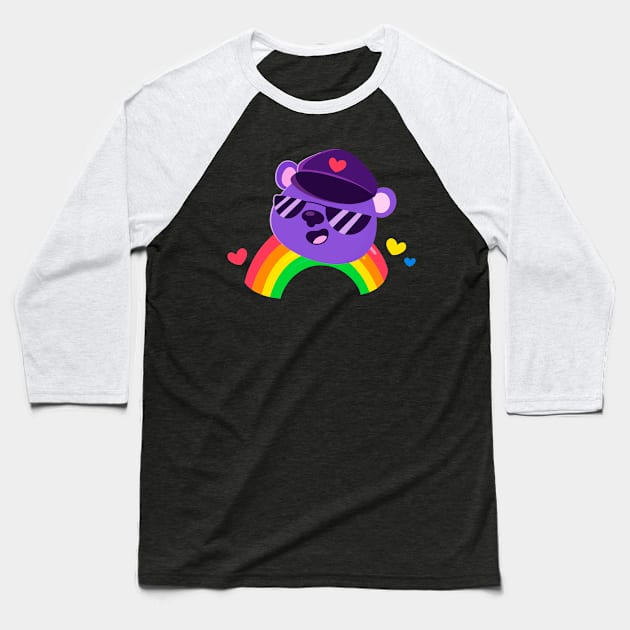 Gay Bear LGBTQ Pride Rainbow Equality Baseball T-Shirt by Foxxy Merch